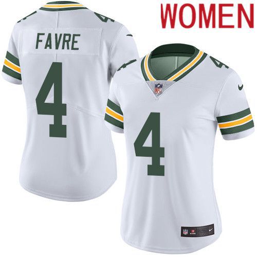 Women Green Bay Packers #4 Brett Favre White Nike Vapor Limited NFL Jersey->women nfl jersey->Women Jersey